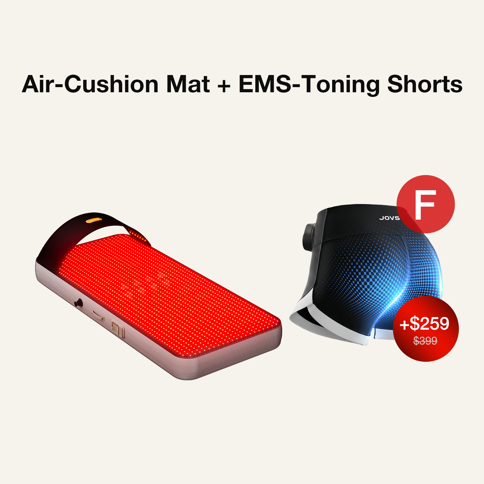 JOVS Air-Cushion Full-Spectrum Red Light Therapy Mat